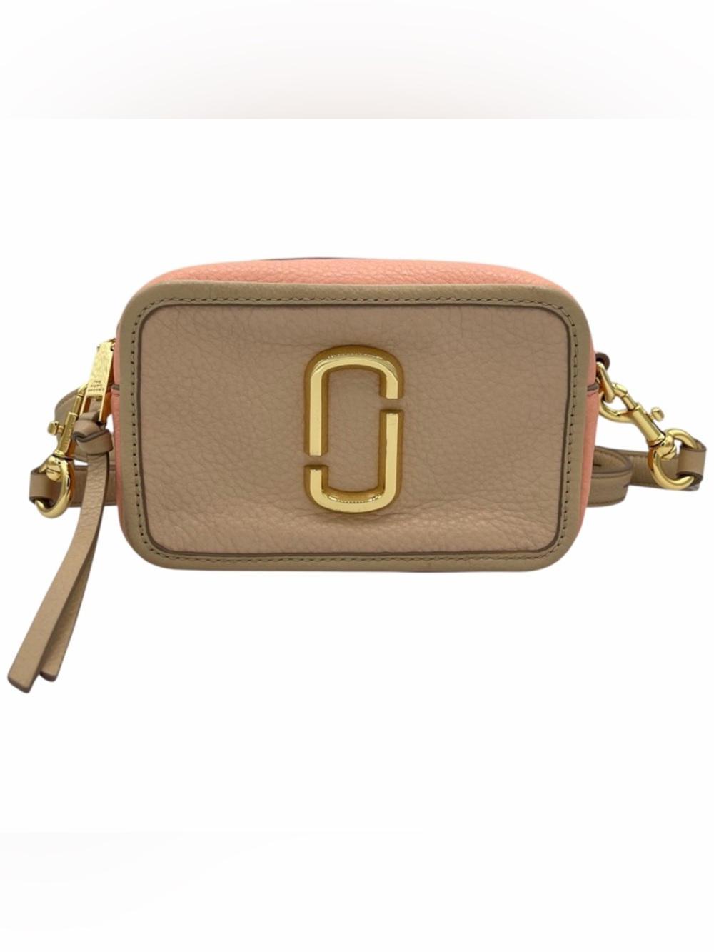 Marc Jacobs Softshot Colorblock Pink Beige Leather Camera Crossbody Bag
